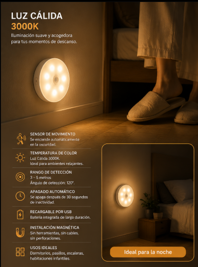 KYZEN MotionLight™ | Luz LED Inteligente con Sensor de Movimiento